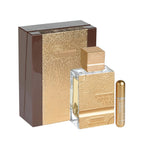 Al Haramain Amber Oud Gold 999.99 Dubai Edition parfume 100 ml flaske og æske