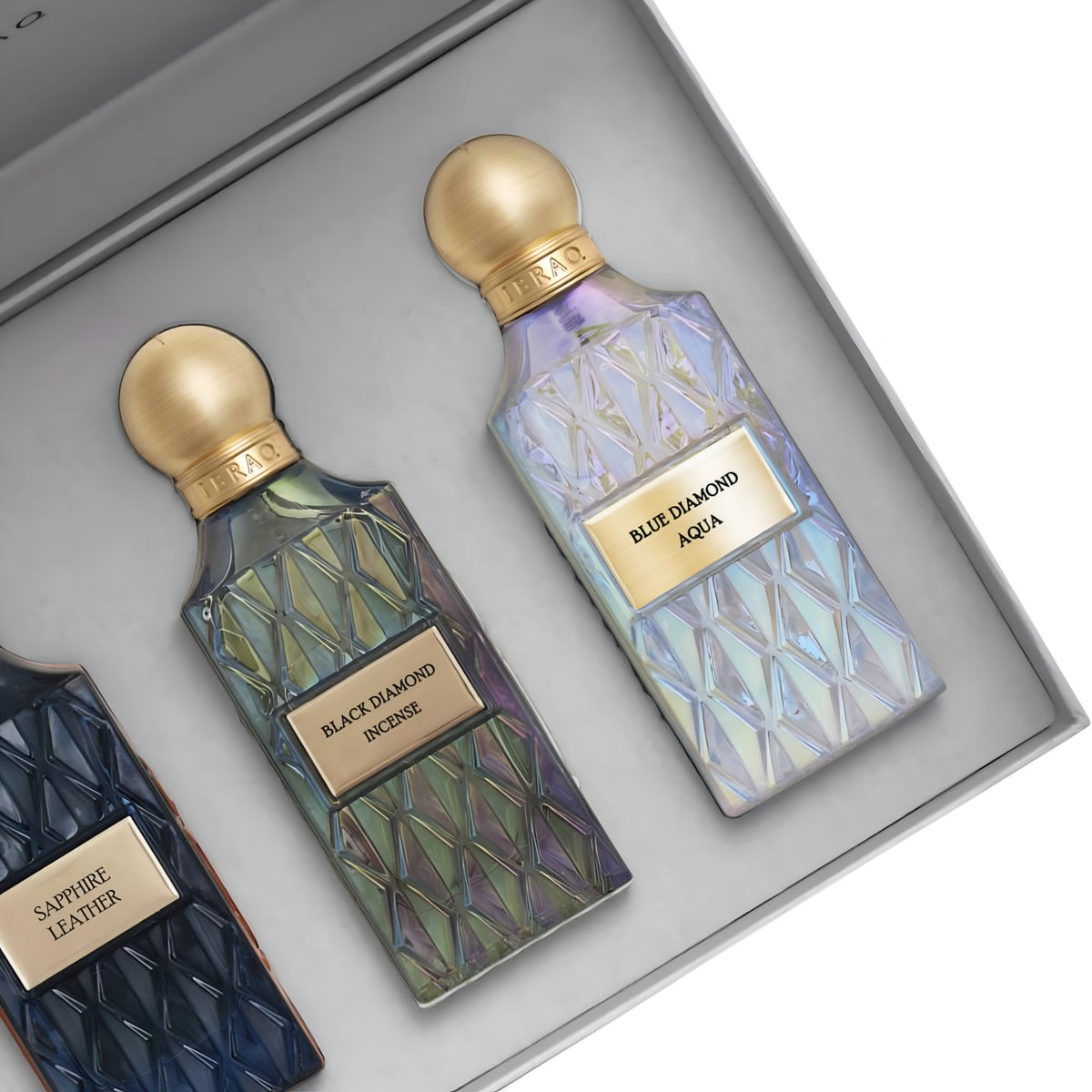 Ibrahim Al Qurashi Diamond Blue Box parfumesæt 3 x 75 ml – billede 4