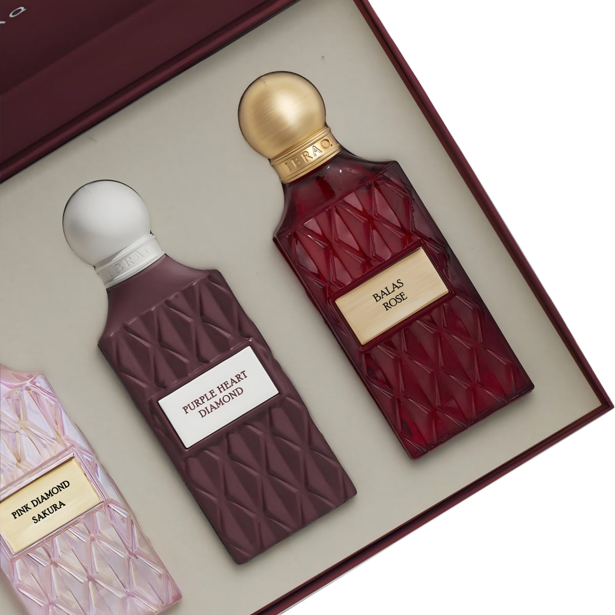 Ibrahim Al Qurashi Diamond Maroon Box parfumesæt 3 x 75 ml – billede 4