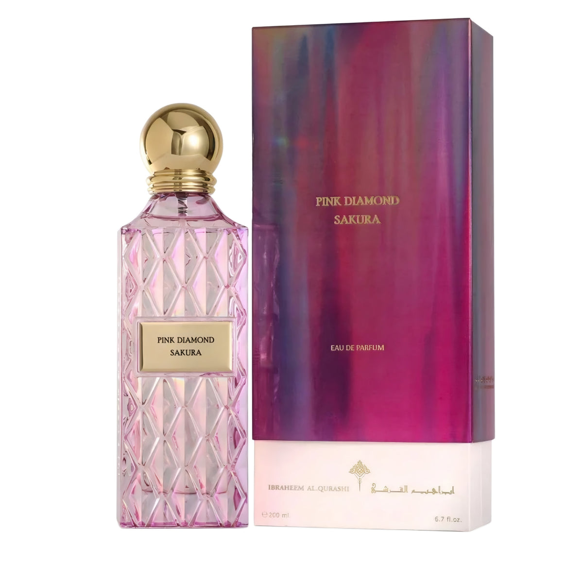 Ibrahim Al Qurashi Pink Diamond Sakura parfume 150 ml flaske og æske
